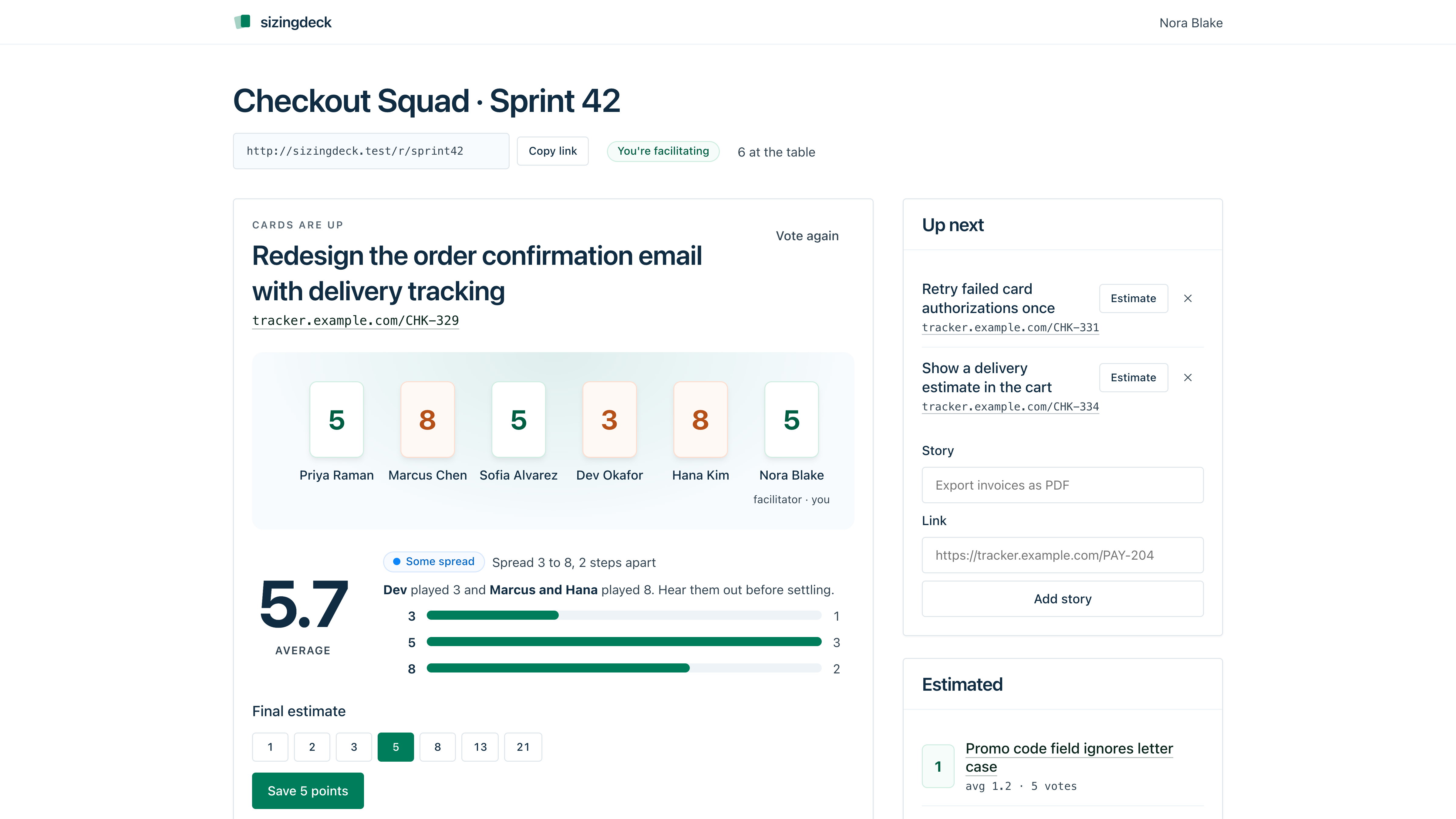 Sizingdeck: planning poker for teams estimating a sprint