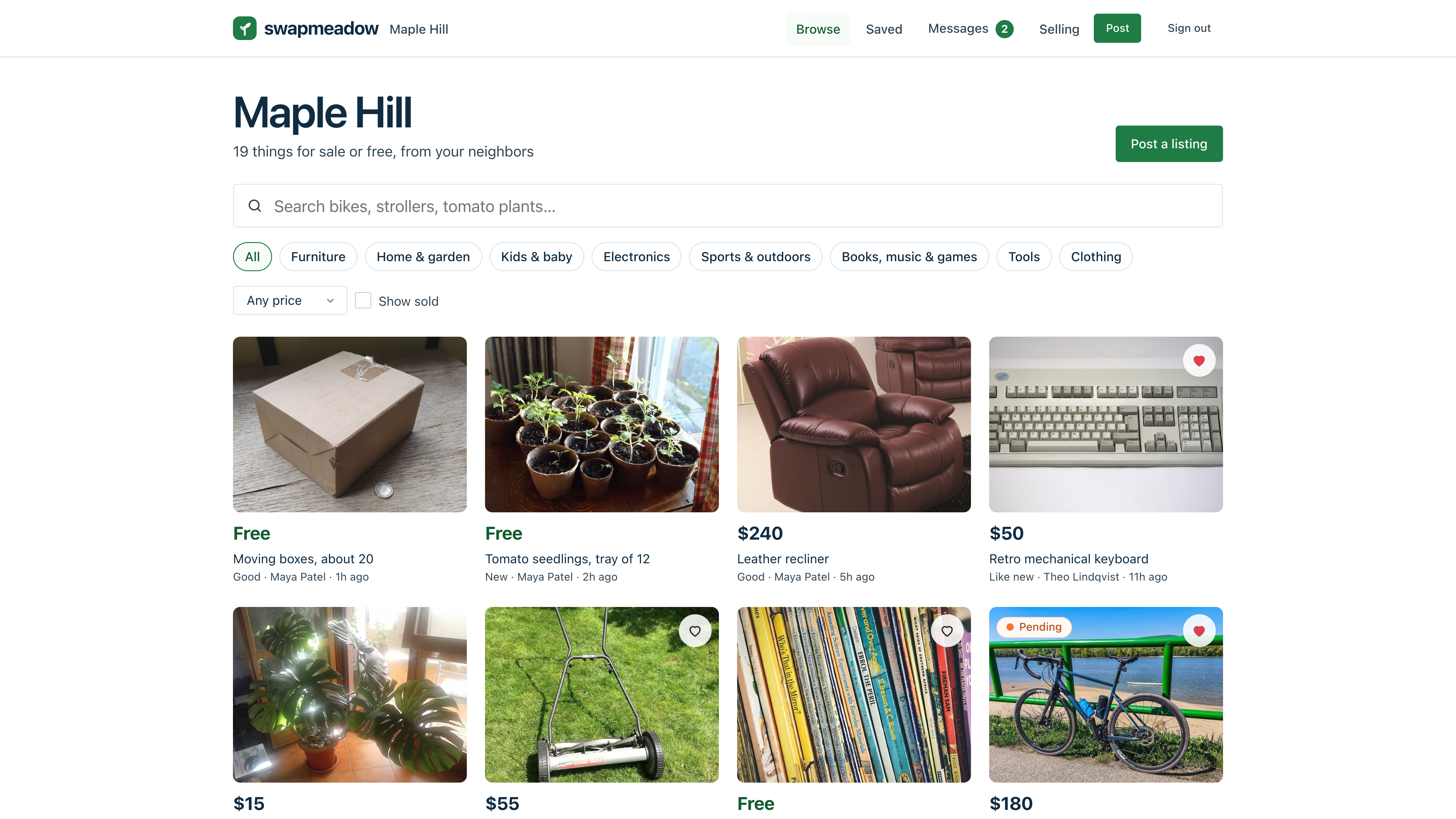 Swapmeadow: buy, sell and give away things with neighbors
