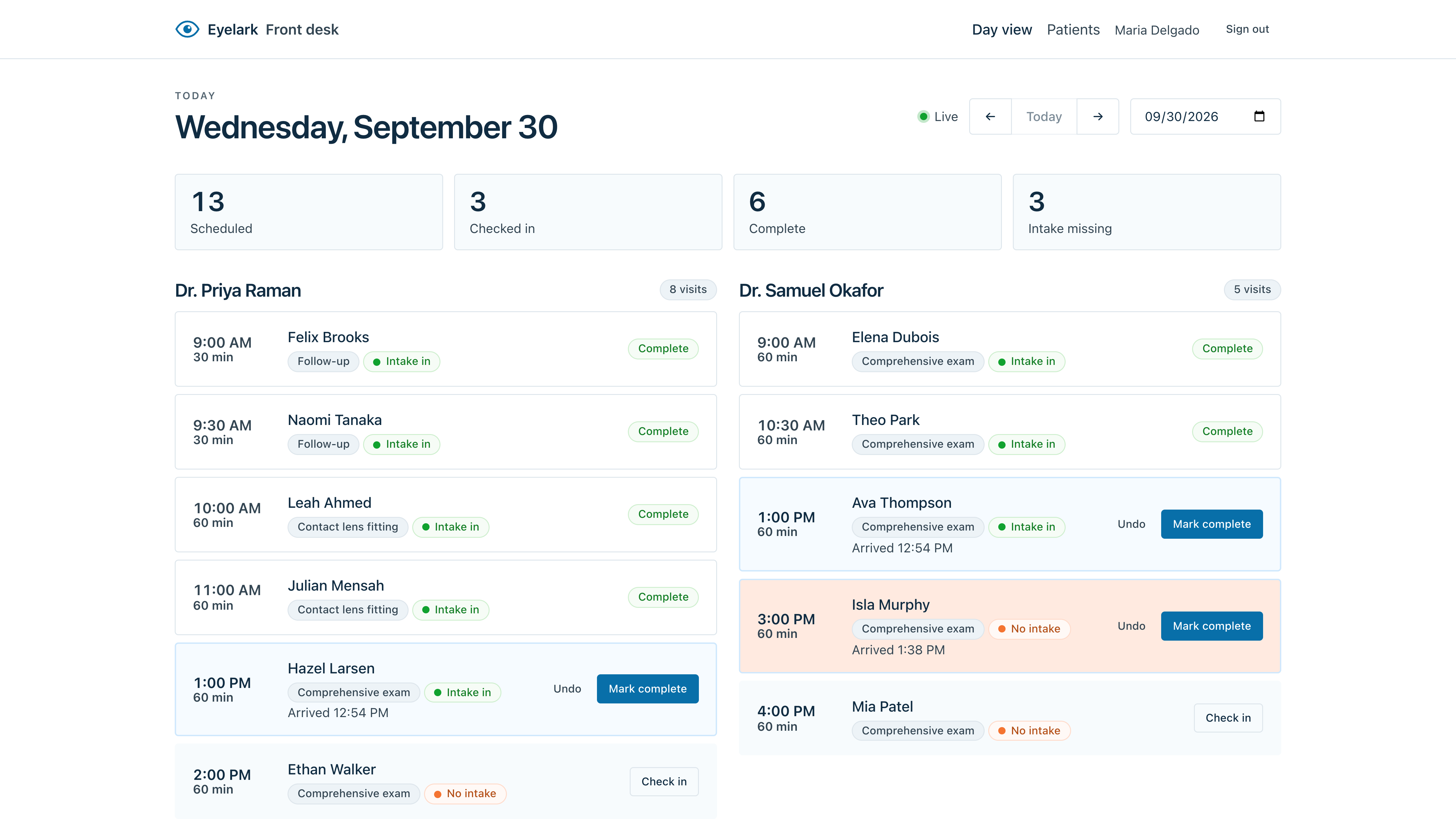 Eyelark: patient scheduling for a two-doctor optometry practice