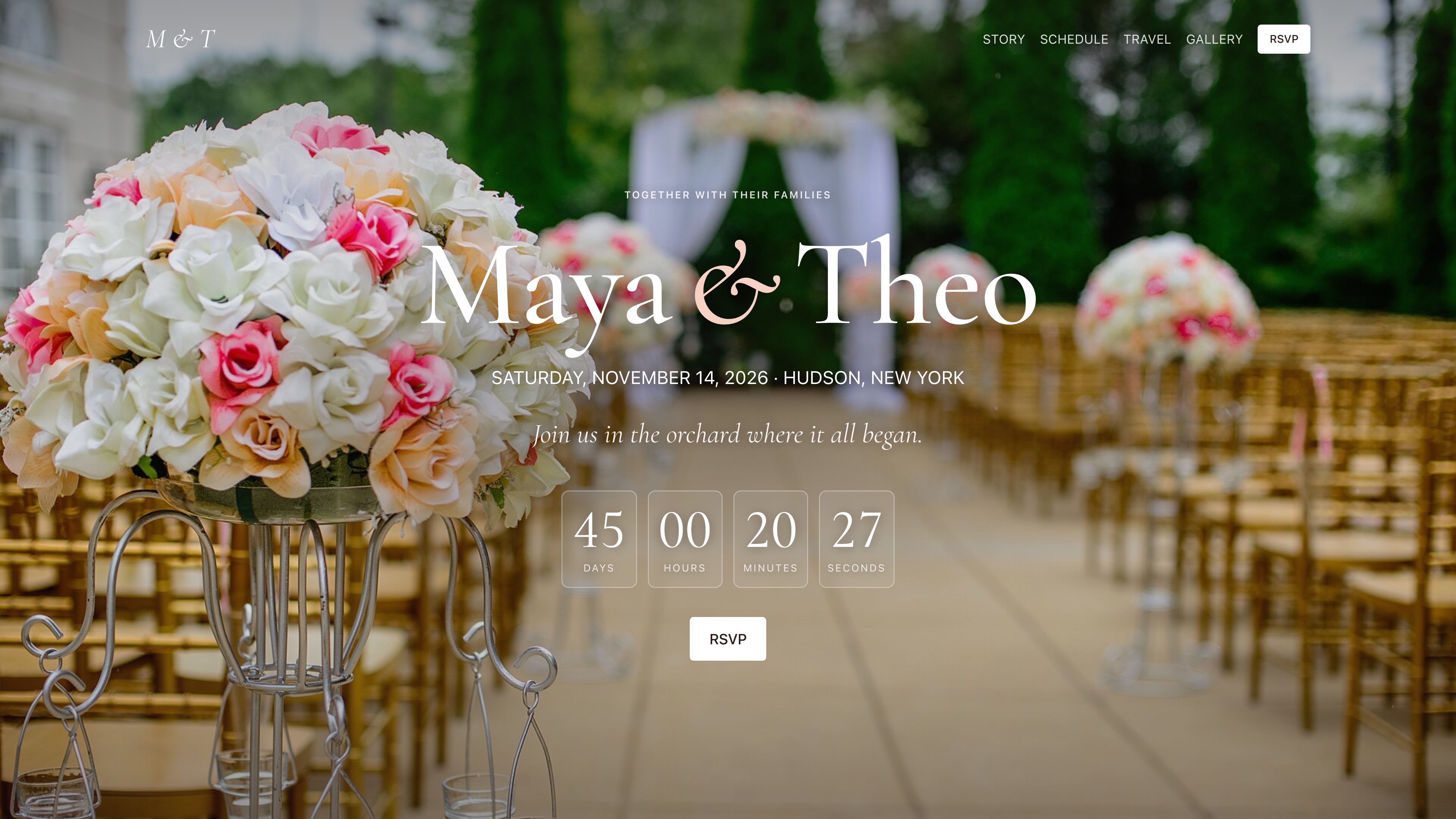 Vowbell: a wedding website with RSVPs and a guest list for the couple