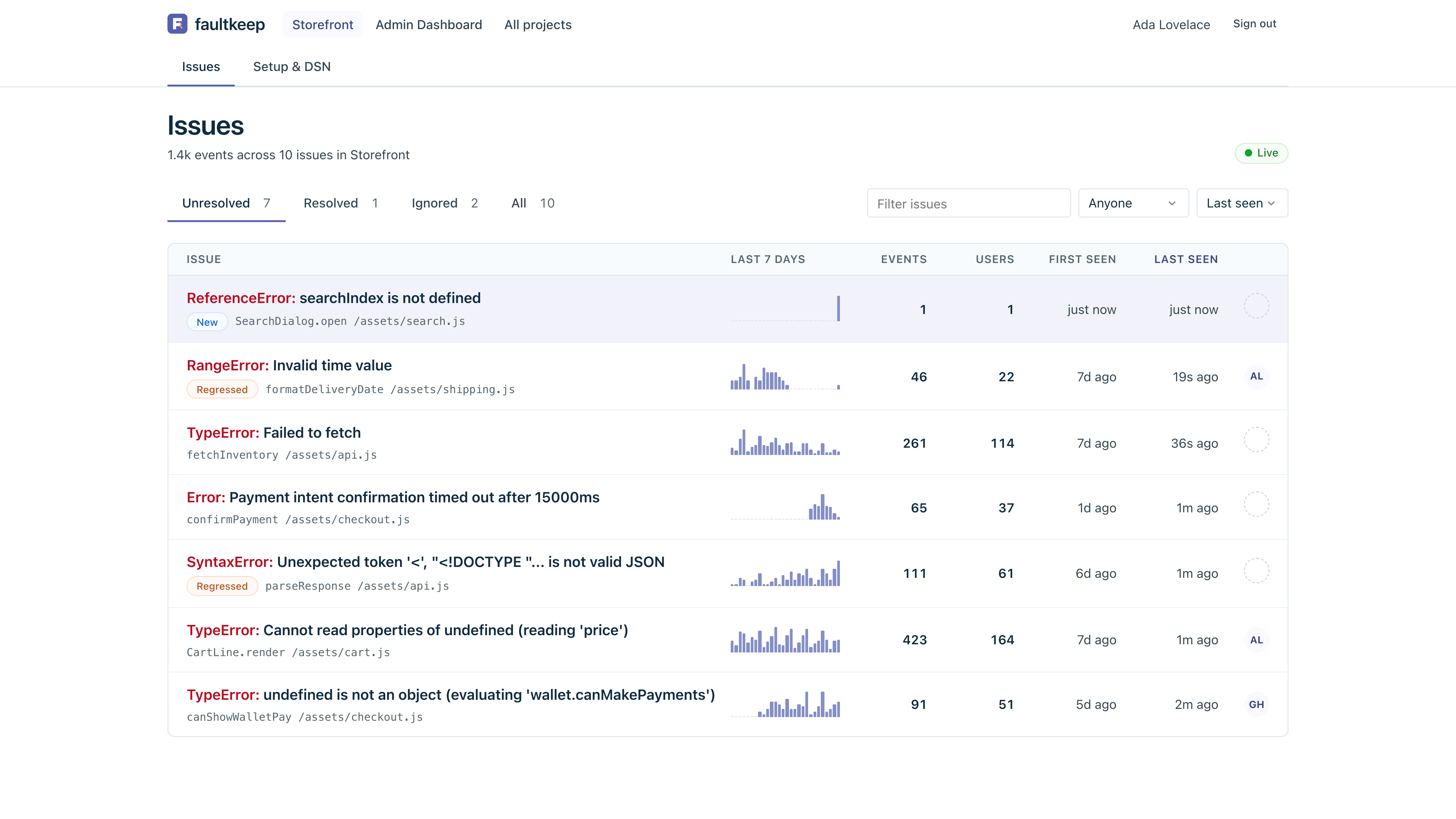 Faultkeep: an error tracker for teams shipping web apps