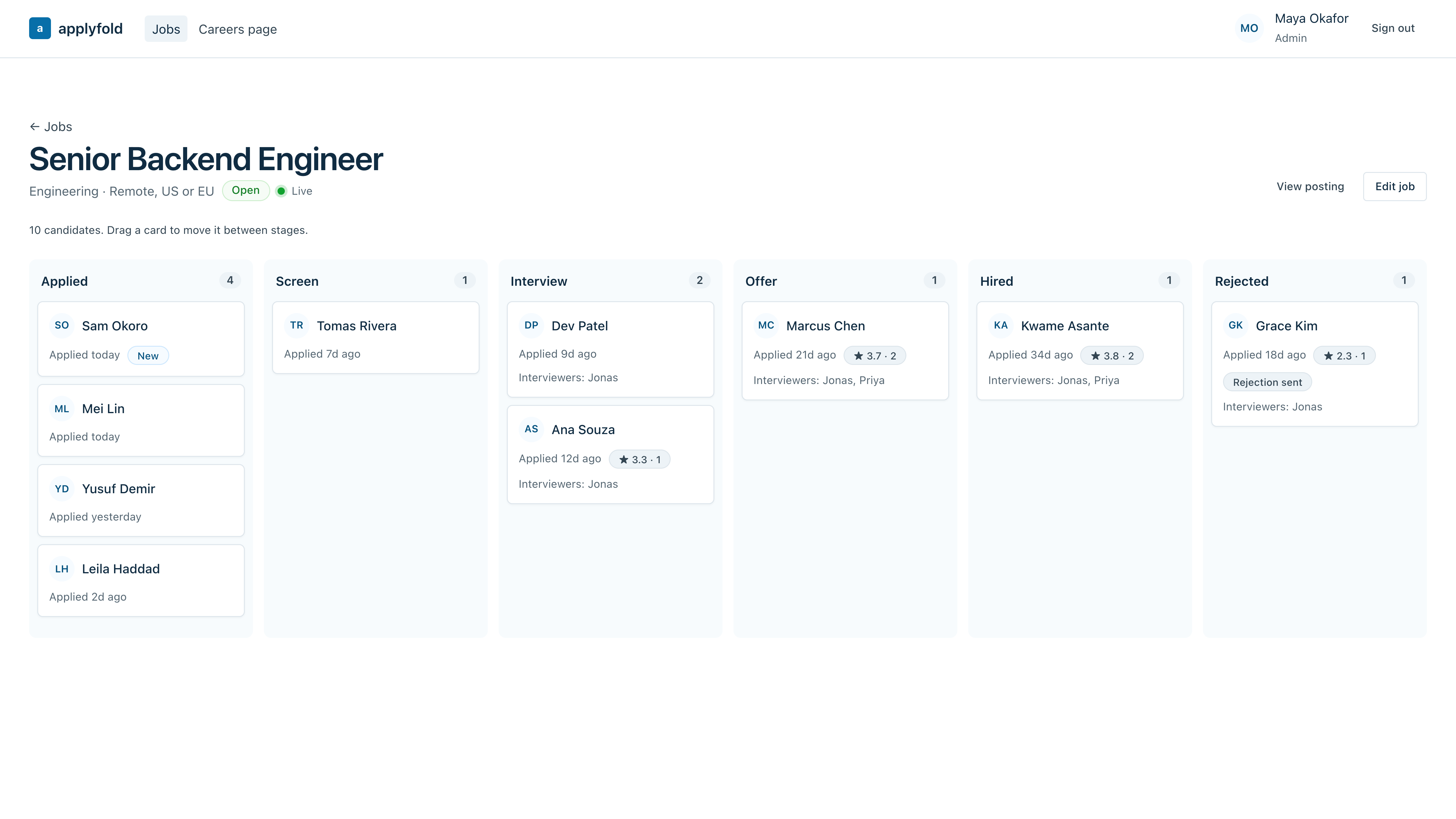 Applyfold: an applicant tracking system for a growing startup